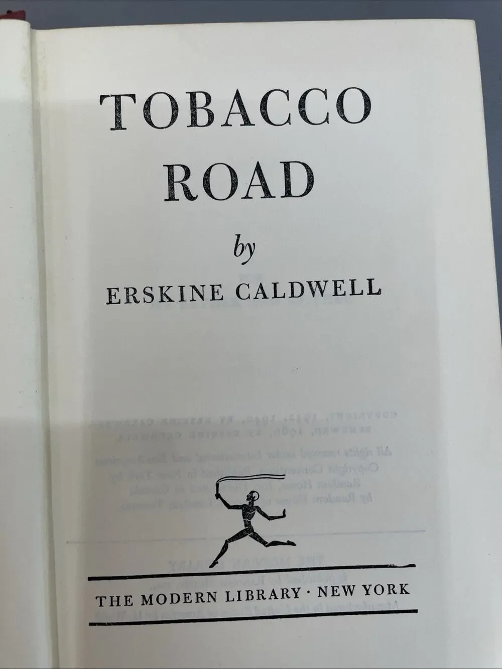 Tobacco Road by Erskine Caldwell HC 1960 The Modern Library New York